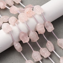 Розовый Кварц Природного розового кварца нитей бисера, Голова Будды, с пластиковыми трубчатыми бусинами, 15~15.5x11~12x8.5~9 мм, отверстие : 0.8 мм, около 12 шт / нитка, 12.99'' (33 см)