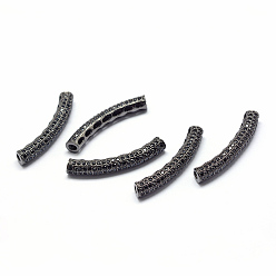 Metallgrau Gestell Messing Zirkonia Perlen, langlebig überzogen, cadmiumfrei und bleifrei, Tube, Metallgrau, 31x4 mm, Bohrung: 2 mm