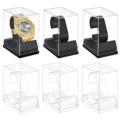 Mixed Color 6Pcs 2 Colors Plastic Single Watch Display Cases, Rectangle, Mixed Color, 8.9x5x7.3cm, 3pcs/color