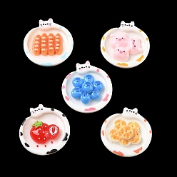Mixed Shapes Непрозрачные кабошоны из смолы, имитация еды, формы блюд, разнообразные, 25~27x24.5~25x7~10 мм