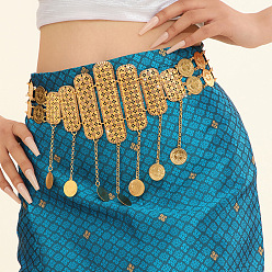 Золотой Цепочки для талии и живота из сплава с кристаллами и стразами в форме прямоугольника в виде монеты для женщин, золотые, 1170 мм