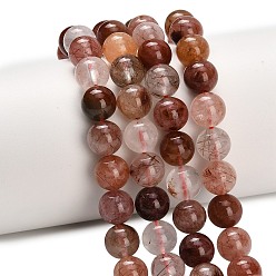 Rutilated Кварц Натуральный красный Rutilated кварцевые нити бисера, круглые, 8 мм, отверстие : 1.2 мм, около 51 шт / нитка, 15.04'' (38.2 см)