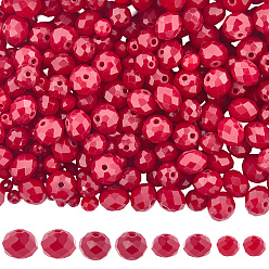 (123L) Белый крем непрозрачный блеск 8 нити 4 стили непрозрачные однотонные стеклянные бусины нити, граненые, рондель, огнеупорный кирпич, 4~10x3~8 мм, отверстие : 0.4~1 мм, 2 прядь / стиль