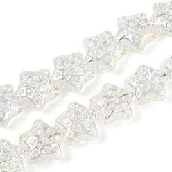 Светло-желтый Гальванизируйте прозрачное стекло бисер нитей, звезда, светло-желтый, 17~17.5x18~18.5x9~9.5 мм, отверстие : 1 мм, около 40 шт / нитка, 25.20 дюйм (64 см)