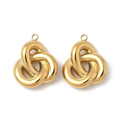Настоящее золото 18K 304 подвески из нержавеющей стали, очарование тройственного узла, ионное покрытие (ip), реальный 18 k позолоченный, 22x18x6 мм, отверстие : 1.8 мм