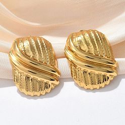 Настоящее золото 18K 304 из нержавеющей стали серьги, ионное покрытие (ip), прямоугольные, реальный 18 k позолоченный, 28.5x22 мм