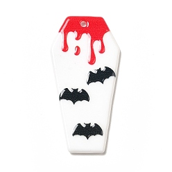 Bat Acrylic Pendants, Tombstone Charms, Bat Pattern, 45x22x2.5mm, Hole: 1.8mm