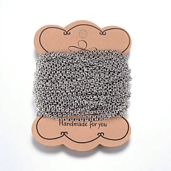 Нержавеющая Сталь Цвет Устойчивые к потускнению 304 цепи Rolo из нержавеющей стали, отрыгивающая цепь, несварные, для изготовления ювелирных изделий, цвет нержавеющей стали, 3x1 мм, около 32.8 футов (10 м) на карту