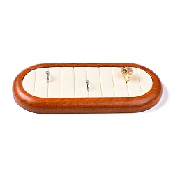 Античный Белый Модный бархатный деревянный поднос для колец, дисплей ювелирных изделий, овальные, старинный белый, 24x11x1.9 см