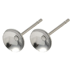Нержавеющая Сталь Цвет Устойчивые к потускнению 304 фурнитура для сережек-гвоздиков из нержавеющей стали, цвет нержавеющей стали, 6 мм, штифты : 0.8 мм
