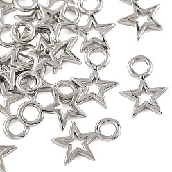 Real Platinum Plated SHEGRACE Brass Star Charms, Cadmium Free & Nickel Free & Lead Free, Real Platinum Plated, 12x9x1mm, Hole: 2.5mm
