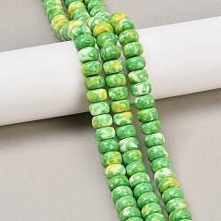 Лайм Нити окрашенных синтетических бусин из речного камня, рондель, желто-зеленые, 10x6 мм, отверстие : 1.2 мм, около 62 шт / нитка, 15.63'' (39.7 см)