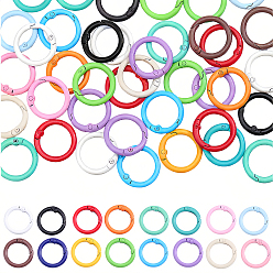 Mixed Color 40Pcs Spray Painted Alloy Spring Gate Rings, Ring, Mixed Color, 24x4mm