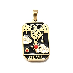 Другие Таро 304 эмалевые подвески из нержавеющей стали, ионное покрытие (ip), реальный 18 k позолоченный, дьявол, 32x19.5x2 мм, отверстие : 7x3.5 мм