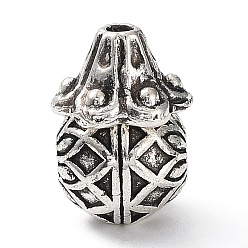 Antique Silver Tibetan Style Alloy 3 Hole Guru Beads, T-Drilled Beads, Teardrop, Antique Silver, 13.5x9.5x9.5mm, Hole: 1.4mm and 2mm