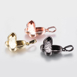 (52) Непрозрачная лаванда Сеттинги для кулона (кабошонов), латунь , чашки безель с краями, долговечный, бабочка, разноцветные, 13x18.5x3.5 мм, отверстие : 3x5 мм, лоток : 14x5.5 мм