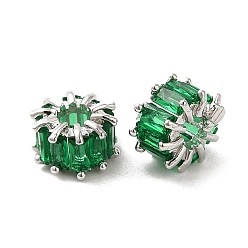 Платина Покрытие стойки платина латунь микро паве бусины циркония, без кадмия и без свинца, колонка, платина, 8.5~9x5.5 мм, отверстие : 3.5 мм