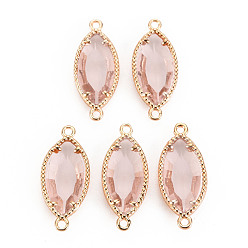 Темный Лосось Соединители стеклянные ссылки, с легкими золотыми тонами латуни, без кадмия, без никеля и без свинца, граненый глаз лошади, темный лосось, 21x9x4 мм, отверстие : 1.2 мм