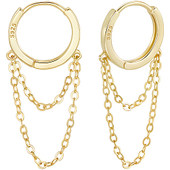 Золотой 1 пара 925 серьги-кольца из стерлингового серебра, цепочка-оберег, золотые, 30x14x2 мм