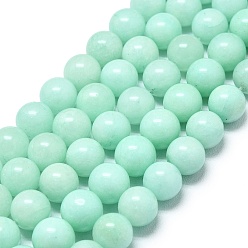 Светло-голубой Натуральный Malaysia нефритовые бусы пряди, окрашенная и подогревом, круглые, светло-голубой, 10 мм, отверстие : 1.2 мм, около 39 шт / нитка, 14.96 дюйм (38 см)