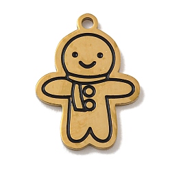 Gingerbread Man Настоящее 14к позолота 304 подвески из нержавеющей стали, буквы, многоцветный рождественский стиль, Колобок, 16.5x12x1 мм, отверстие : 1.2 мм