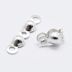 Серебро 925 стерлингового серебра крышки бисера советы узел, серебряные, 12.5x3x1.5 мм, отверстие : 1 мм, внутренний диаметр: 2 мм, 200 шт / 10 г