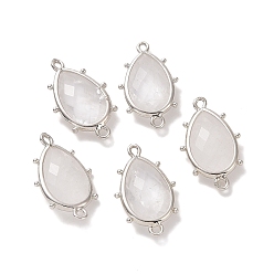 Хрусталь Подвески из кристаллов натурального кварца, с петлями из латуни с платиновым покрытием, граненые, слеза, 24x14.5x5 мм, Отверстие : 1.2 мм & 1.4 мм