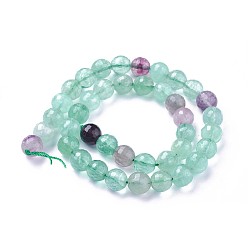 Флюорит Природного флюорита бисер нитей, граненые, круглые, 10 мм, отверстие : 1.2 мм, около 39 шт / нитка, 15.15 дюйм ~ 15.7 дюйм (38.5~40 см)