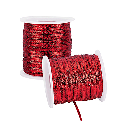 Rouge Ruban polyester, accessoires de vêtements, rouge, 1/8 pouces (3 mm), 100m/rouleau