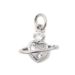 Платина Кулон из циркония, сердце прелести, долговечный, без кадмия и без свинца, с целью перехода в кольце, платина, 11.5x12x6 мм, отверстие : 3 мм
