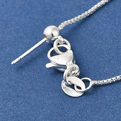 Посеребрённый Латунные цепочки-коробки с регулируемым слайдером, 925 серебро покрытием, 17.95 дюйм (45.6 см)