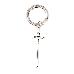 Платина 12 шт. 6 стиль тибетского стиля подвески для обуви из сплава, с пружинными кольцами ворот, кинжал, платина, 65~88 мм, 2 шт / стиль