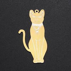 Golden 201 Stainless Steel Pendants, Laser Cut, Cat Shape, Golden, 48x24.5x1mm, Hole: 1.4mm
