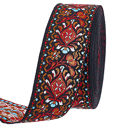 (123L) Белый крем непрозрачный блеск 10ярдов винтажной жаккардовой полиэстеровой ленты, плетеная лента с вышивкой, темно-красный, 1-3/4 дюйм (45 мм)