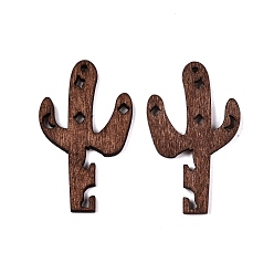 Седло Коричневый Кулоны из натурального тополя, окрашенные, кактус, седло коричневый, 49.5x29.5x2.5 мм, отверстие : 1.8 мм