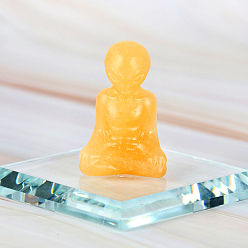 Топаз Нефрит Натуральный топаз нефрит резные фигурки инопланетян для йоги статуи для украшения рабочего стола для домашнего офиса, 30x20x50 мм