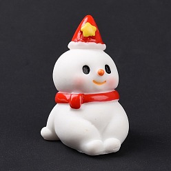 White Christmas Theme Resin Display Decoration, for Home Decoration, Photographic Prop, Dollhouse Accessories, Sitting Snowman, White, 37x28x23mm