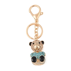 Light Sky Blue Zinc Alloy Rhinestone Keychain, Bear, Light Sky Blue, 11.25cm