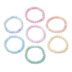 (52) Непрозрачная лаванда 7шт. антикоррозийные гальванизированные круглые стеклянные бусины эластичные браслеты для женщин, два тона, разноцветные, бусина : 8 mm, внутренний диаметр: 2 дюйм (5.2 см)