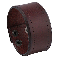 Коричневый Браслеты из коровьей кожи с плоскими краями, браслеты с железными застежками для женщин и мужчин, платина, кофе, 9-1/8x1-1/2x1/4 дюйм (23x3.9x0.75 см)