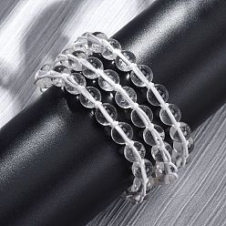 Хрусталь Браслеты из натуральных круглых бусин из кварца для мужчин и женщин, 8-5/8 дюйм (22 см)