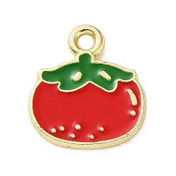 Tomate Colgantes de la aleación del esmalte, dorado, tomate, 13.5x12x1 mm, agujero: 1.5 mm