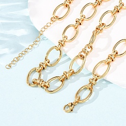 Золотой 10мм 304 Женские ожерелья из овальной цепи из нержавеющей стали, ионное покрытие (ip), золотые, 17.64 дюйм (44.8 см)