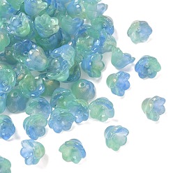 Бледно-бирюзовый Прозрачные шапочки из стеклянных бусин, с блеском порошок, бледные бирюзовая, 12x8 мм, отверстие : 1.4 мм, 1250 шт / 1000 г