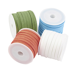 (52) Непрозрачная лаванда Шнуры из искусственной замши, искусственная замшевая кружева, разноцветные, 5x1.5 мм, около 5.46 ярдов (5 м) / рулон, 4 рулонов / набор