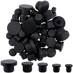 Черный 50шт 5 стили силиконовые заглушки для отверстий, вставьте заглушки в отверстия, торцевые заглушки вставок для стоек, для мебельного ограждения, круглые, чёрные, 10.5~23x10~13.5 мм, 10 шт / стиль