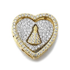 Сердце Комплект подвесок из латуни с микропаве из кубического циркония, без кадмия и без свинца, настоящее 16 к позолота и платина, сердце замок, 17x17x5 мм, отверстие : 2 мм