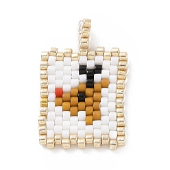 Deer Christmas Theme Handmade MIYUKI Japanese Seed Loom Pattern Seed Beads, Christmas Theme Rectangle Pendants, Deer Pattern, 24x15x1.7mm, Hole: 3x2mm