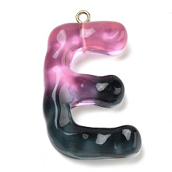 Letter E Смола подвеска, с обнаружением железного кольца, Письмо ~ Z, Письмо E, 39x25.5x7 мм, отверстие : 2 мм