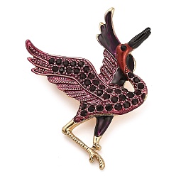 Камелия Эмалевые значки с изображением красного венценосного журавля, Броши из сплава со стразами для рюкзака, камелия, 52x38.5 мм